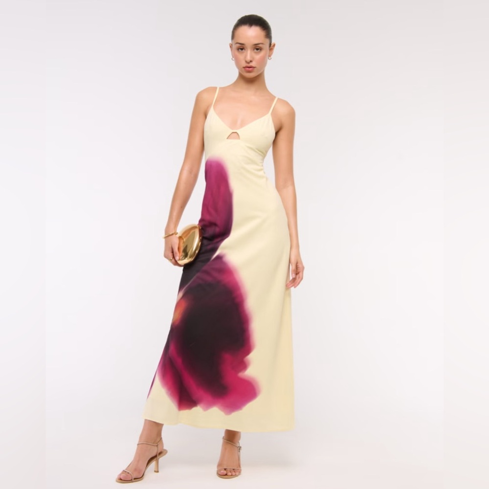 A&F Julia Slip Cutout Maxi Dress - Yellow M Tall